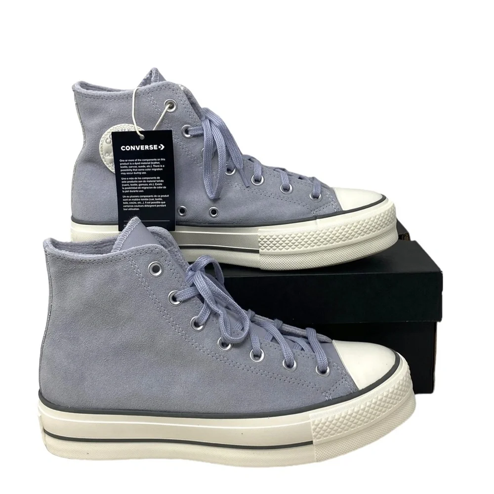 Converse Ctas Lift Hi Suede Platform Shoe Women Iron Gray Skate Sneakers A03251C